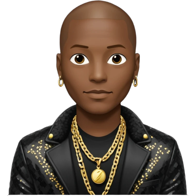 Tyrese Gibson with black sequin jacket, black shirt with necklace emoji