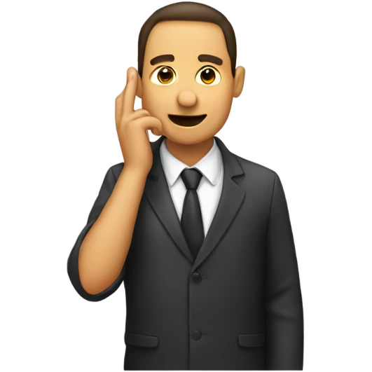An emoji of a guy with 1 hand an his and and the other holding his ear. He must look like the original keyboard emojis emoji