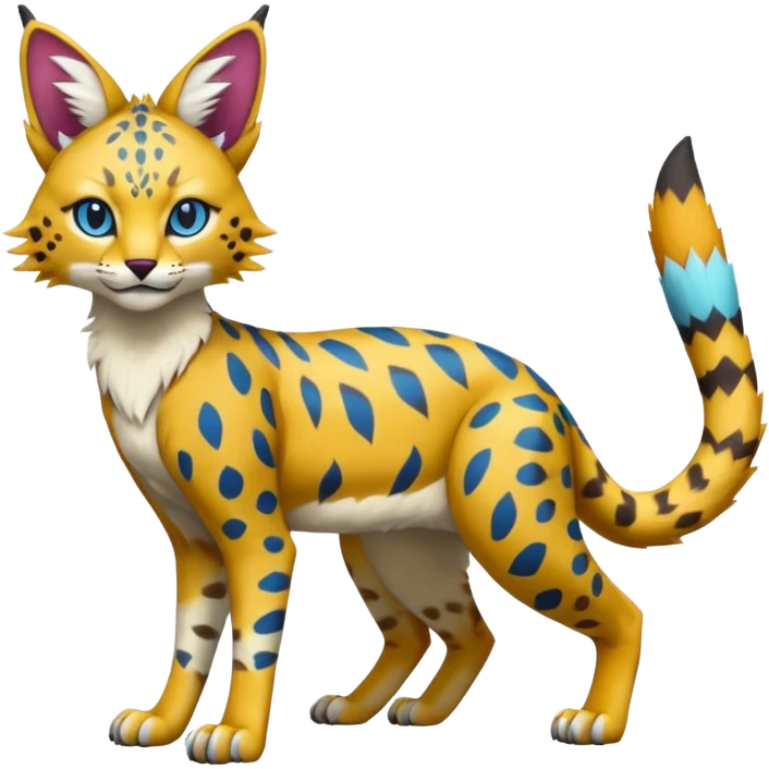 Colorful Bobcat-Vernid-Sergal-Serval-Genet-Pokémon-Digimon-Fakémon-fusion-hybrid-creature emoji