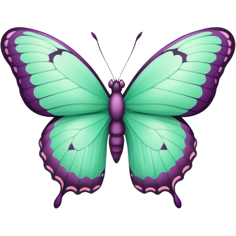 Beautiful mint green and warm lila rose mix butterfly with detailed wings emoji