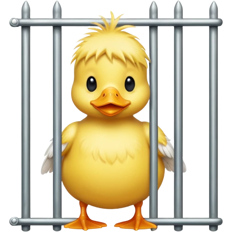 cute duckling holding loot behind prison bars emoji