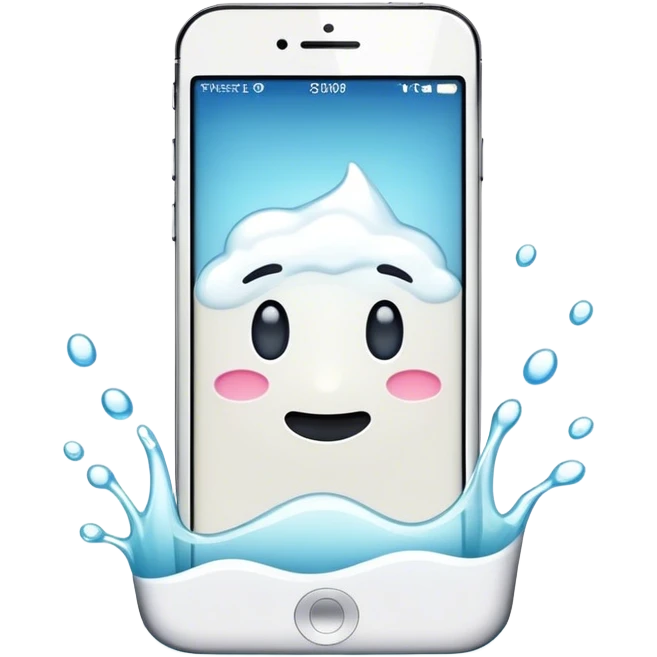 a phone with white liquid on top emoji