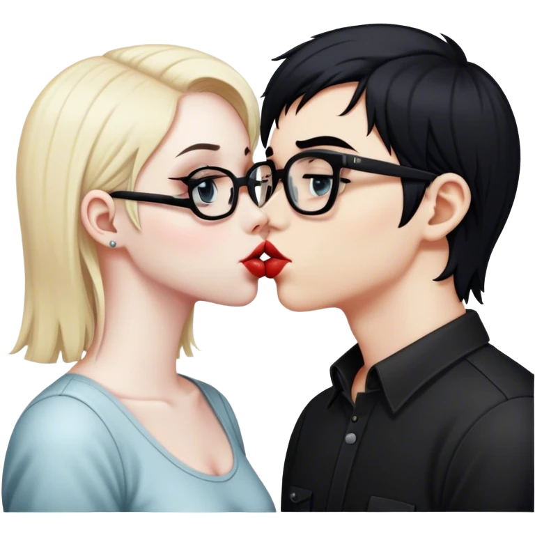 nerd and emo baddie kissing  emoji