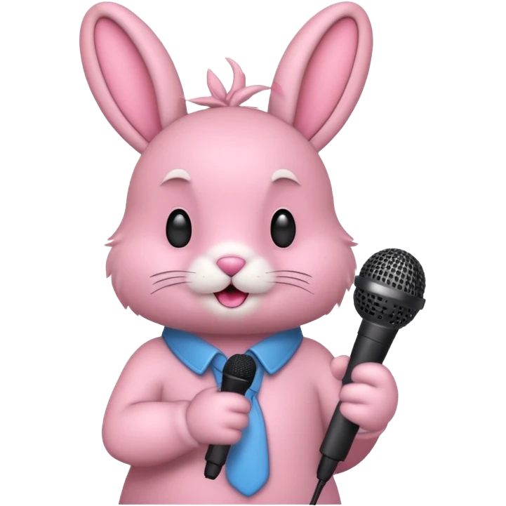 pink bunnie singing , holding mic emoji