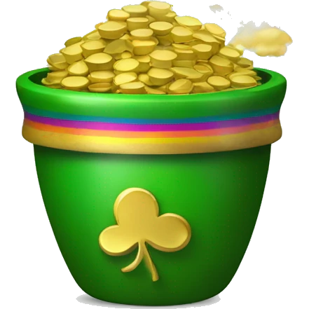 Green Pot of Gold with a Rainbow over the top emoji