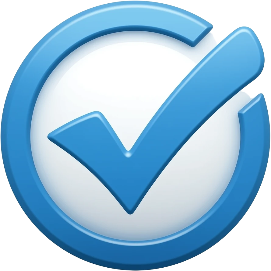 Centang biru bulat dan latar belakang yang biru emoji