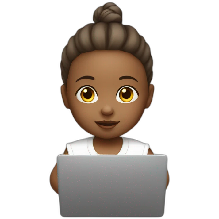 White Baby girl is working with laptop emoji