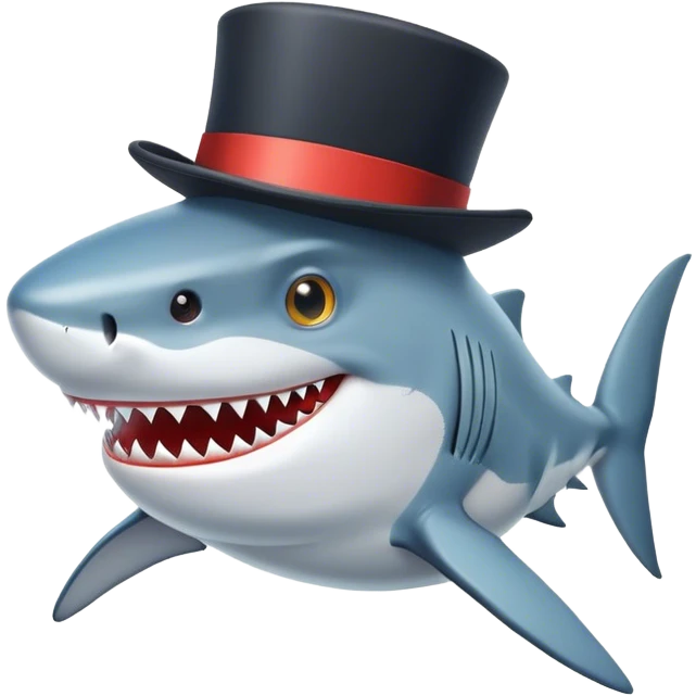 Shark with a top hat emoji