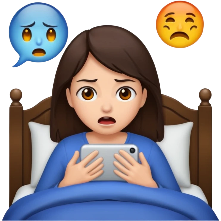 brunette woman having nightmare emoji