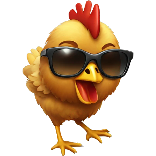 A chicken wearing sunglasses while falling emoji