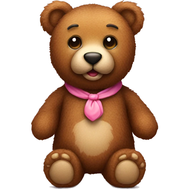 Brown fur teddy bear with a cute pink nose emoji