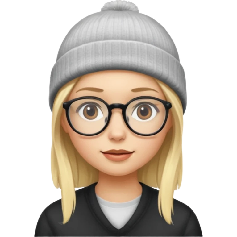 Blonde girl wearing glasses and beanie emoji