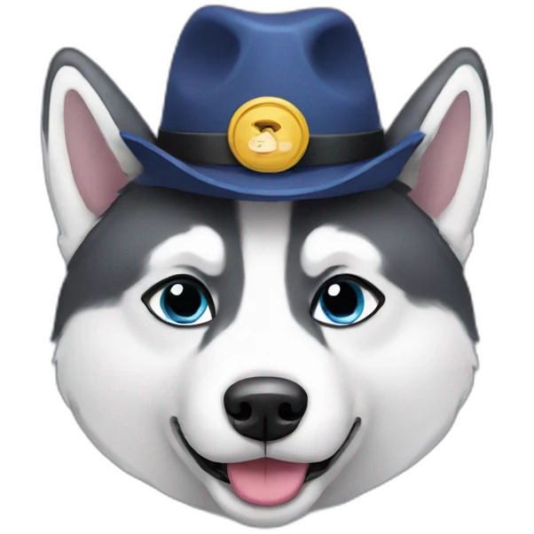 husky with a hat emoji