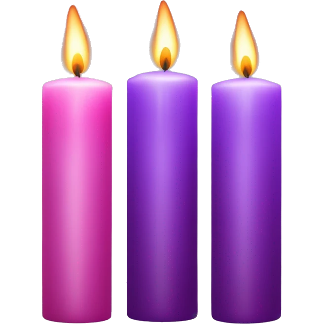 Three purple candles and one pink candle with flames  emoji