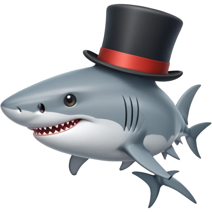 Shark with a top hat emoji
