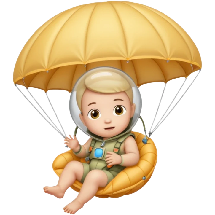 Skydiving baby with parachute and UFO emoji