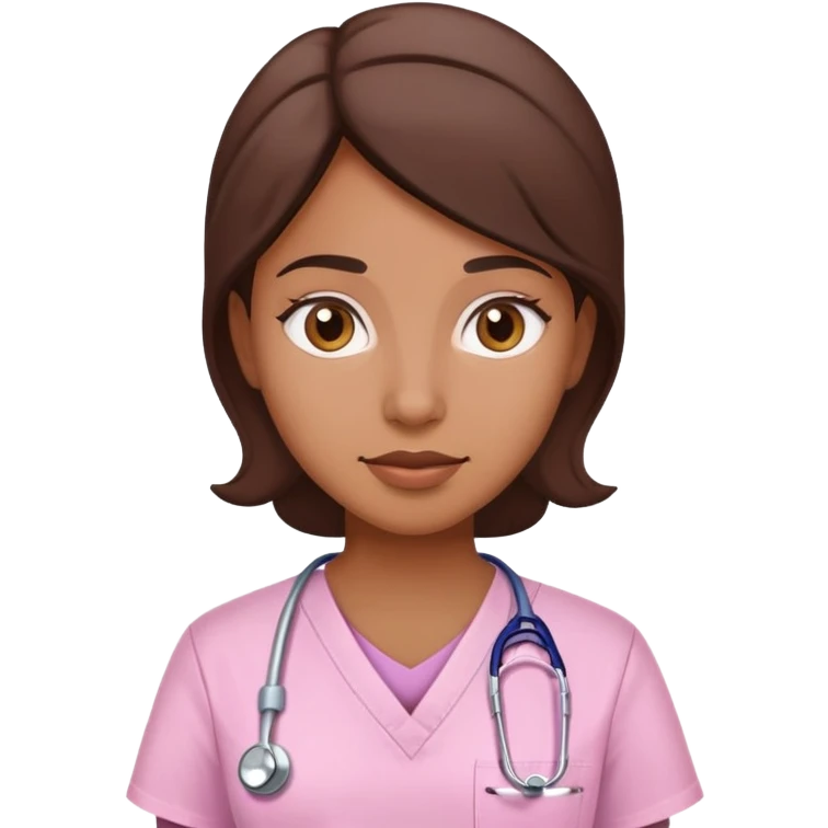 Medium brown woman in Light pink scrubs emoji