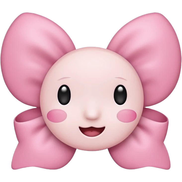 a simple and cute bow in light pink with half white cheeks, emoji style emoji
