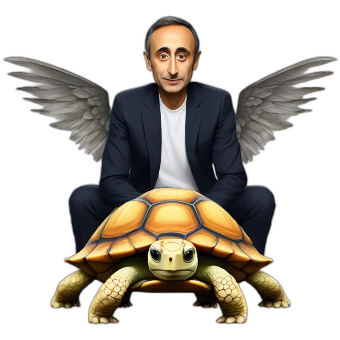 Eric Zemmour sur une tortue avec 3 ailes emoji