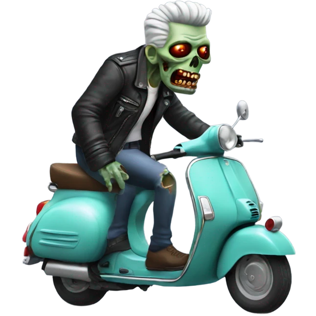 zombie on a vespa with a quiff and a leather jacket emoji
