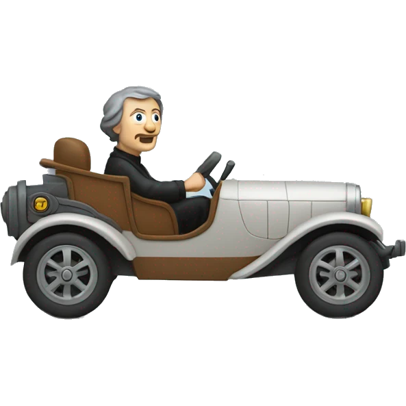 copernicus driving a car, seen from the side emoji