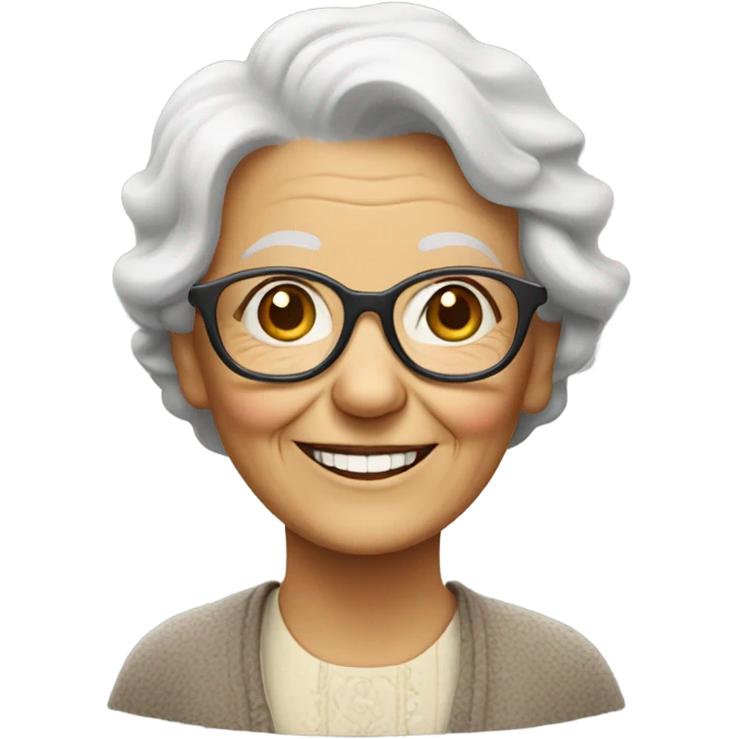 smiling old woman with glasses emoji