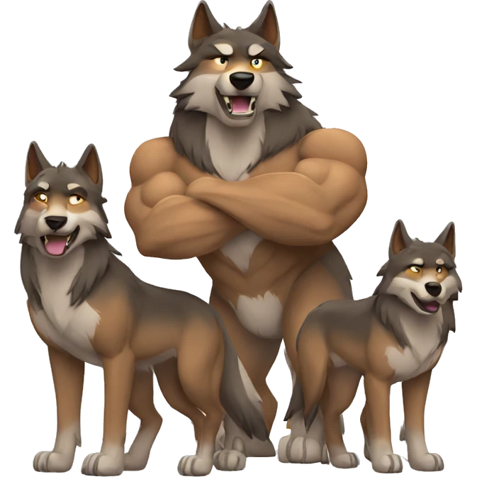 muscular wolf family emoji
