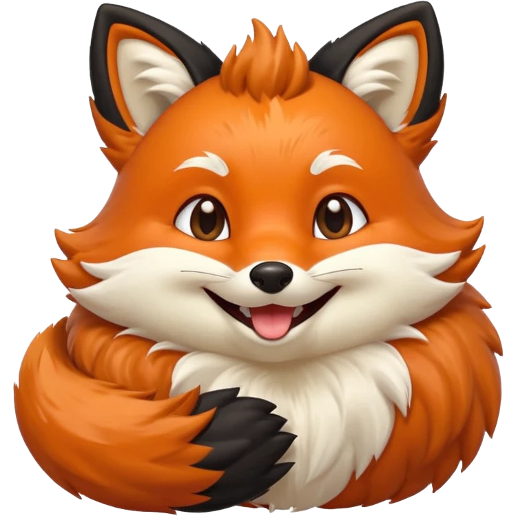 Floofy the Creampuff fox blackish away laughing, chubby. Black paws orange color emoji