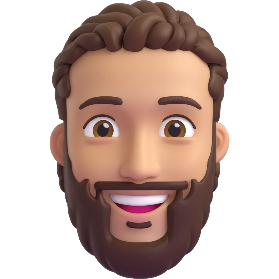 portrait of a man with short braids, trimmed beard, smiling, 3D emoji style, inspired by the reference photo emoji