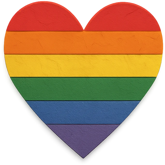 rainbow pride heart, paper craft style, no text emoji