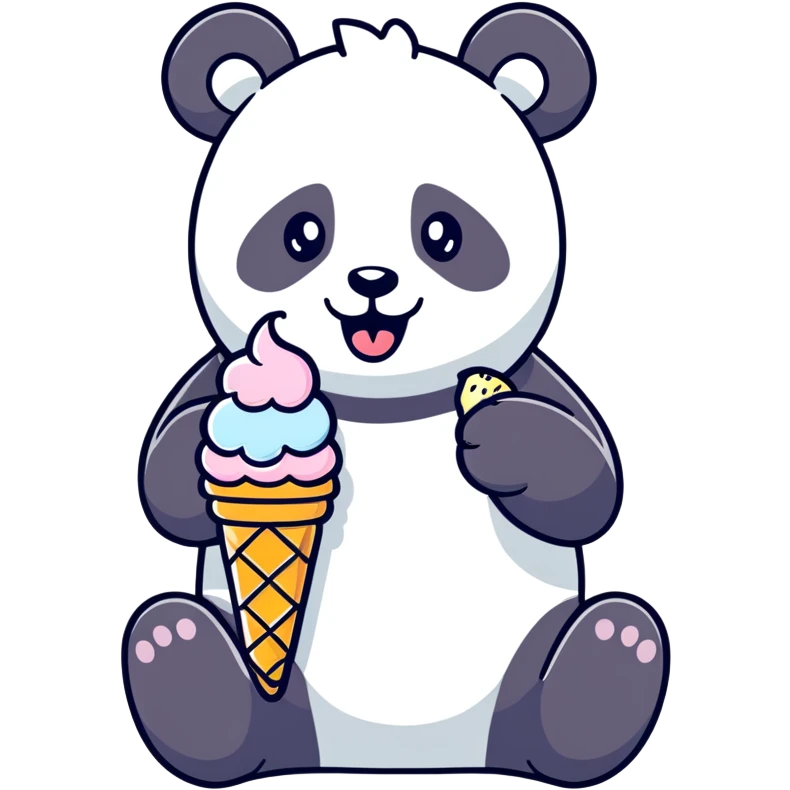 Panda eating ice cream emoji