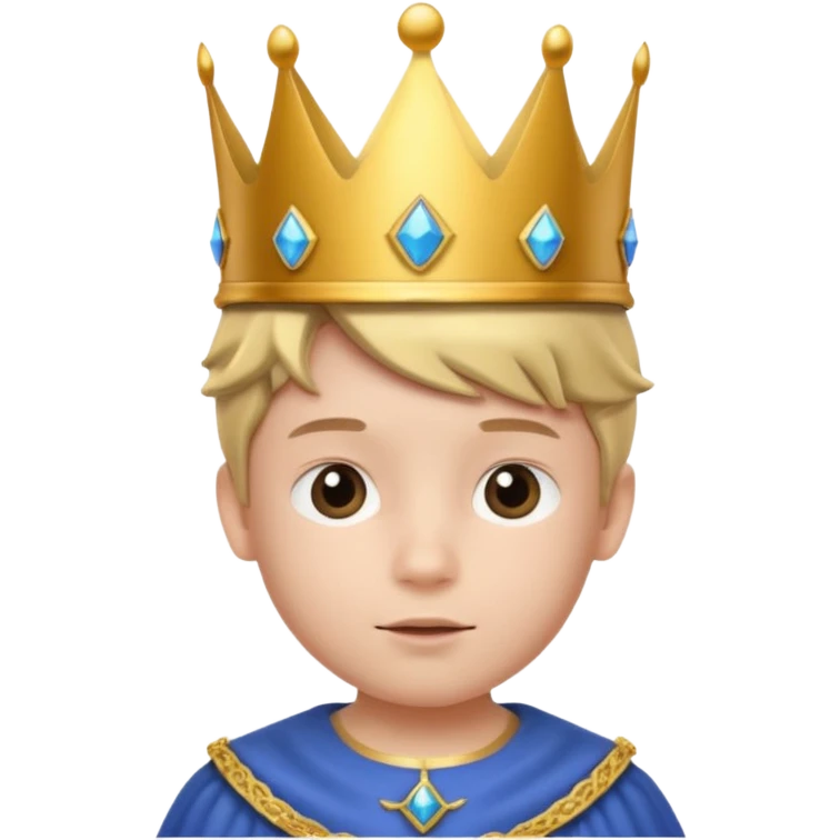 Royal Kid boy with fancy crown head 3d only face emoji