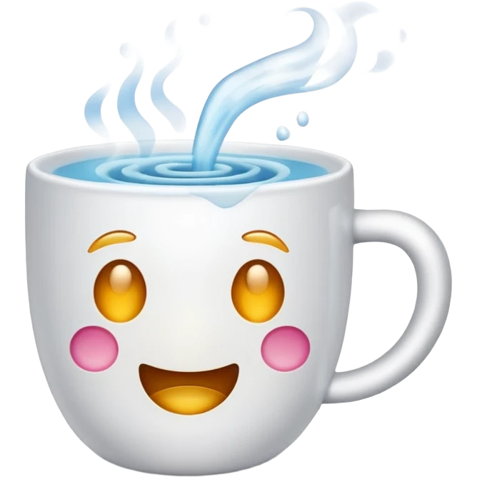 hot water in a cup, visible steam, emoji style emoji