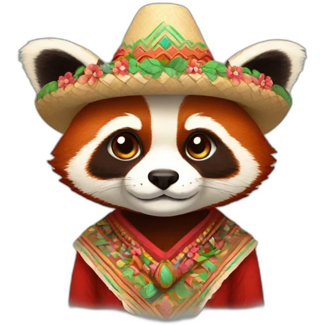 Red panda in Mexican attire emoji