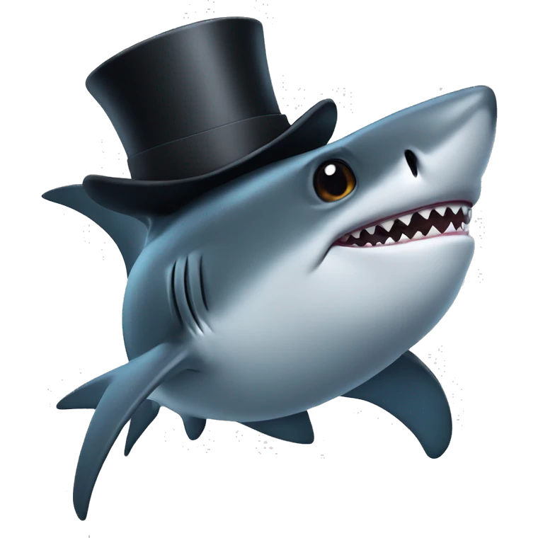 Shark with a top hat emoji