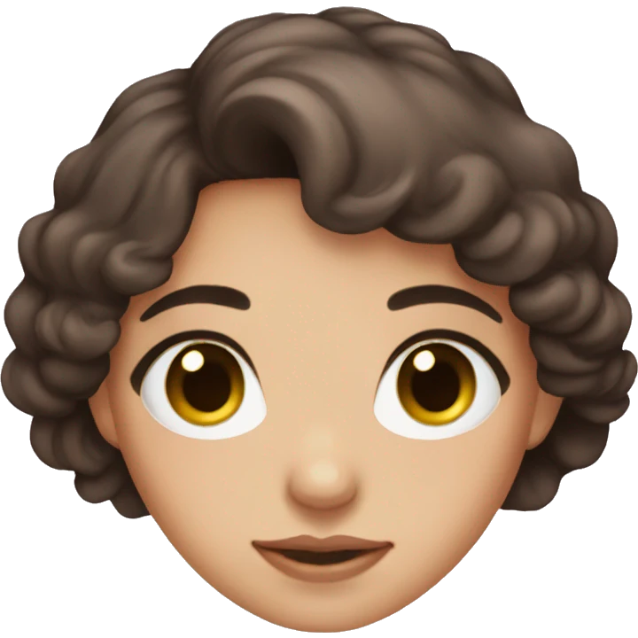 Brown eyes , dark brown hair, feminine, pink, girl, angelic emoji