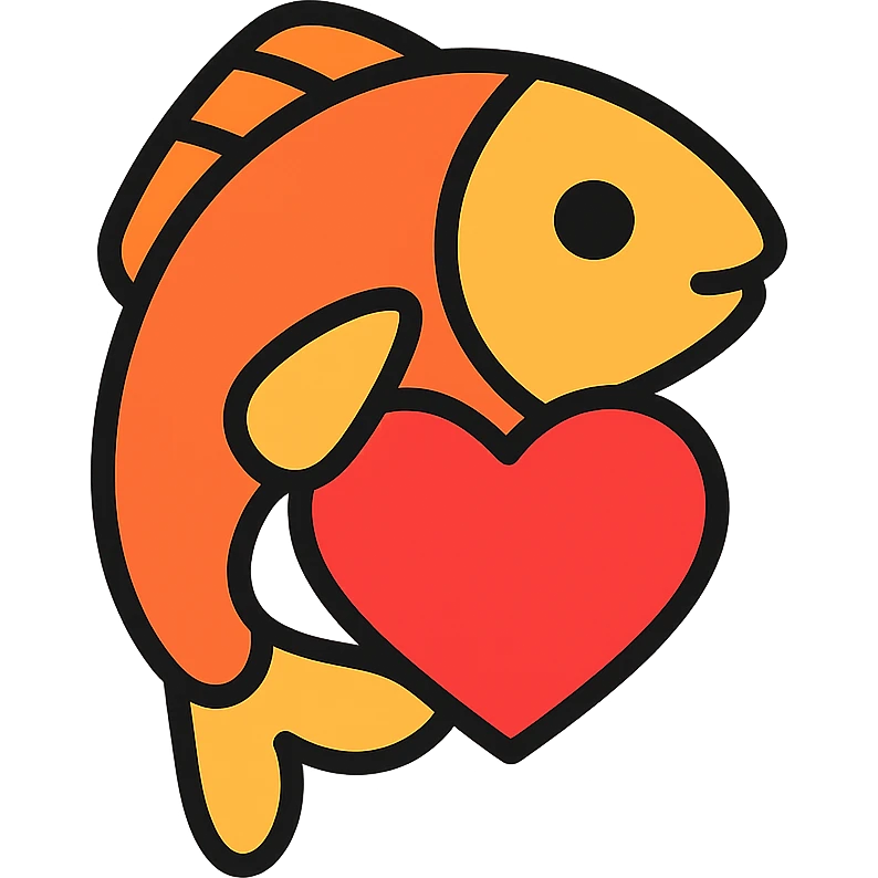 koi fish holding a heart emoji