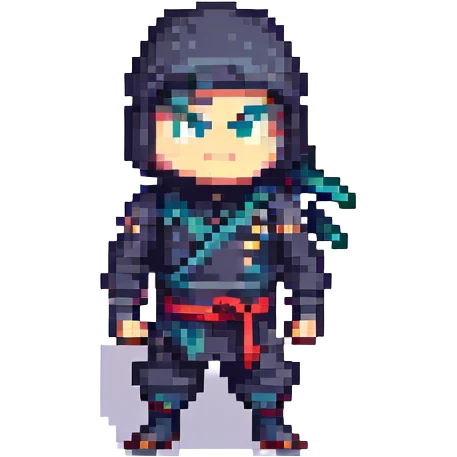 ninja in a pixel art style, classic stance emoji