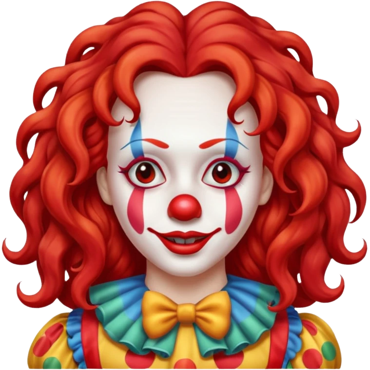 red very long hair female clown emoji