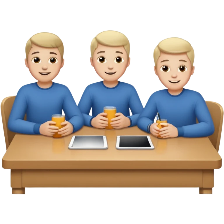 3 white boys sitting at a table emoji