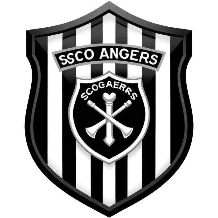 Football club SCO Angers logo, black and white striped shield with 1919 year, sports team emblem emoji