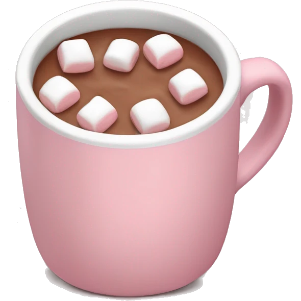Light Pink mug of hot chocolate with marshmallows  emoji