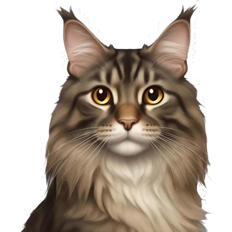 cat Maine Coon dark brown and light brown straipt emoji