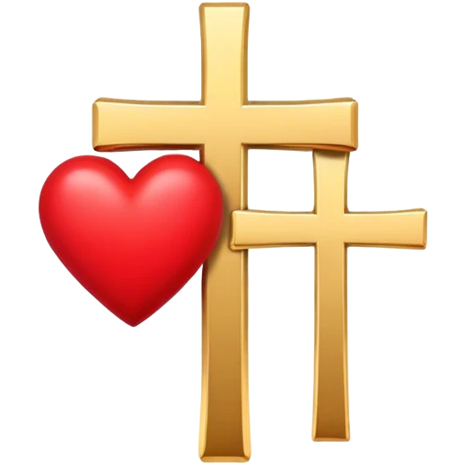 Two red  hearts around  a simple gold cross  emoji