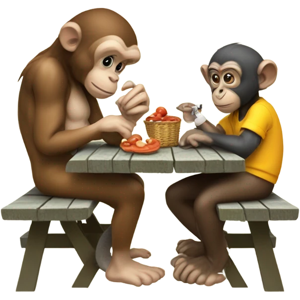 Two midgets on a date with a Monkey and a rat testing for poisonous mushrooms  emoji