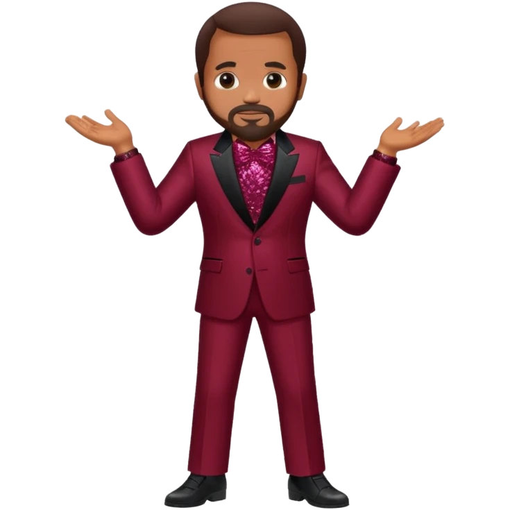 Berry Gordy with dark brown hair, maroon sequin outfit  emoji