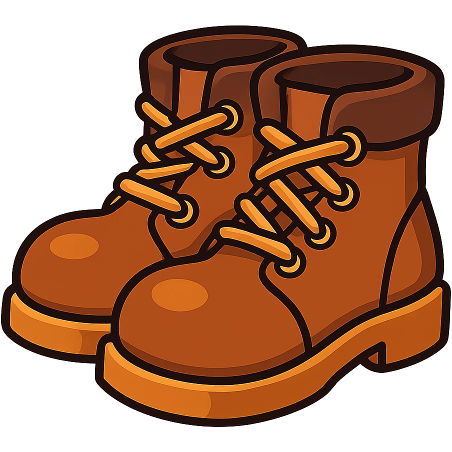 brown boots, 3D style, cartoonish look emoji