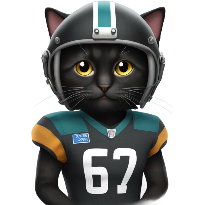Black munchkin cat with bills helmet emoji