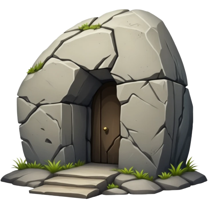 A boulder sealing the entrance to a tomb emoji