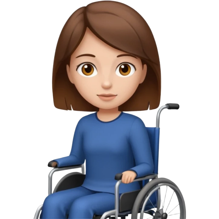 Girl in a wheelchair with brown hair and brown eyes  emoji